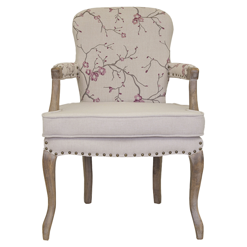Кресло с изображением сакуры Aubrey Classical Armchair beige flax Бежевый Коричневый Розовый Кресло с изображением сакуры Aubrey Classical Armchair beige flax Бежевый Коричневый Розовый в Красноярске | Loft Concept