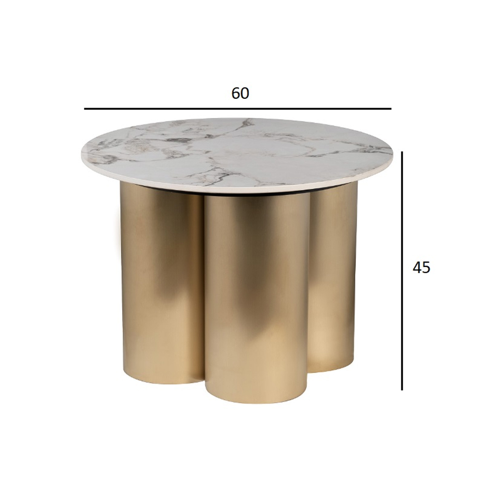 Стол журнальный круглый керамогранит белый Keramos в Красноярске