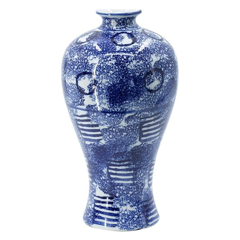 Ваза из фарфора сине-белого цвета Blue & White Ornament Белый Синий Ваза из фарфора сине-белого цвета Blue & White Ornament Белый Синий в Красноярске | Loft Concept