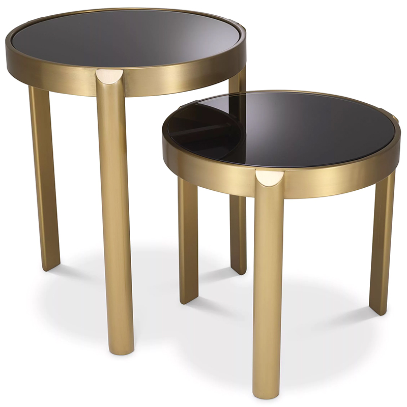 Комплект из двух приставных столиков Eichholtz Side Table Buena set of 2 Латунь Черный Комплект из двух приставных столиков Eichholtz Side Table Buena set of 2 Латунь Черный в Красноярске | Loft Concept