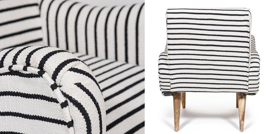 Кресло с подлокотниками Black and White Stripes - фото №1