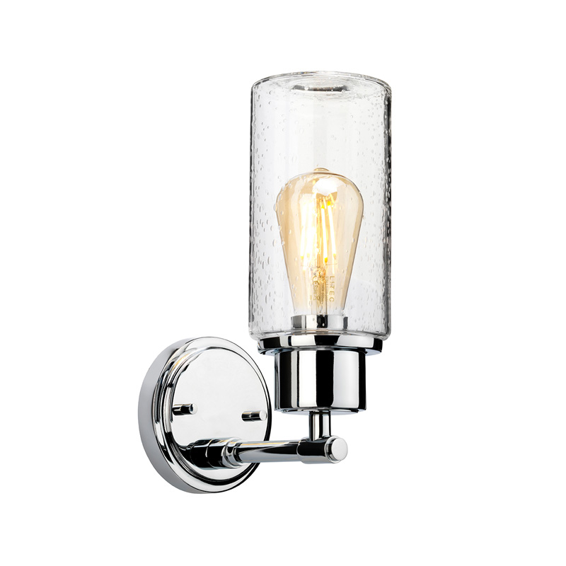 Бра с цилиндрическим прозрачным плафоном из стекла с пузырьками Elstead Lighting Хром Прозрачное Стекло в Красноярске | Loft Concept 