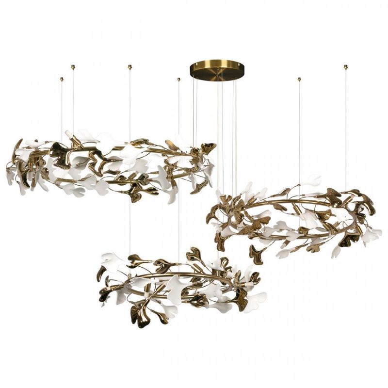 Люстра Триптих Wintery flover Gold с Белыми плафонами Золотой Белый Люстра Триптих Wintery flover Gold с Белыми плафонами Золотой Белый в Красноярске | Loft Concept