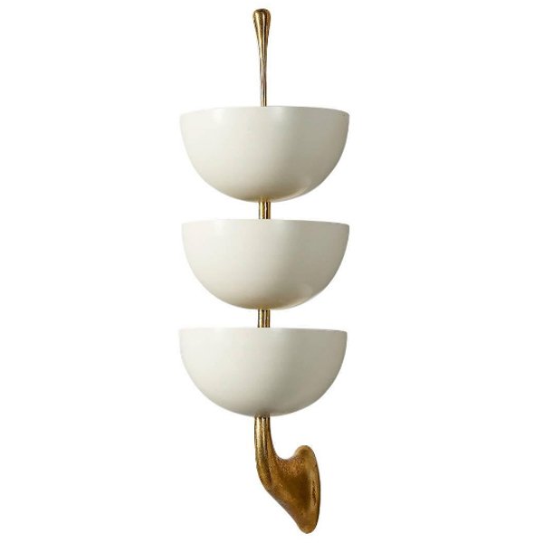 Бра Stilnovo Rare Pair of Stamped Sconces Белый Золотой Бра Stilnovo Rare Pair of Stamped Sconces Белый Золотой в Красноярске | Loft Concept