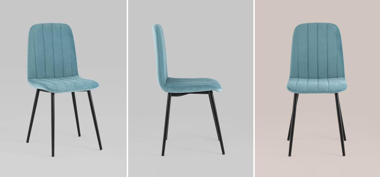 Стул Easy Chair Велюр Голубой цвет - фото