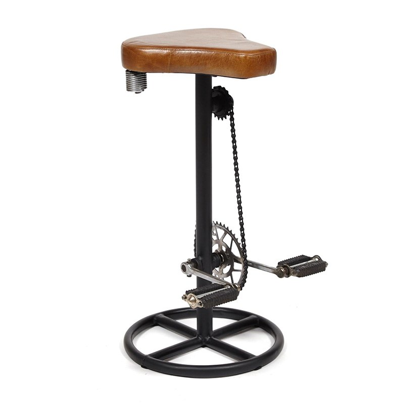Барный стул с педалями от велосипеда Industrial leather bar stool with bicycle pedals Коричневый Черный в Красноярске | Loft Concept 