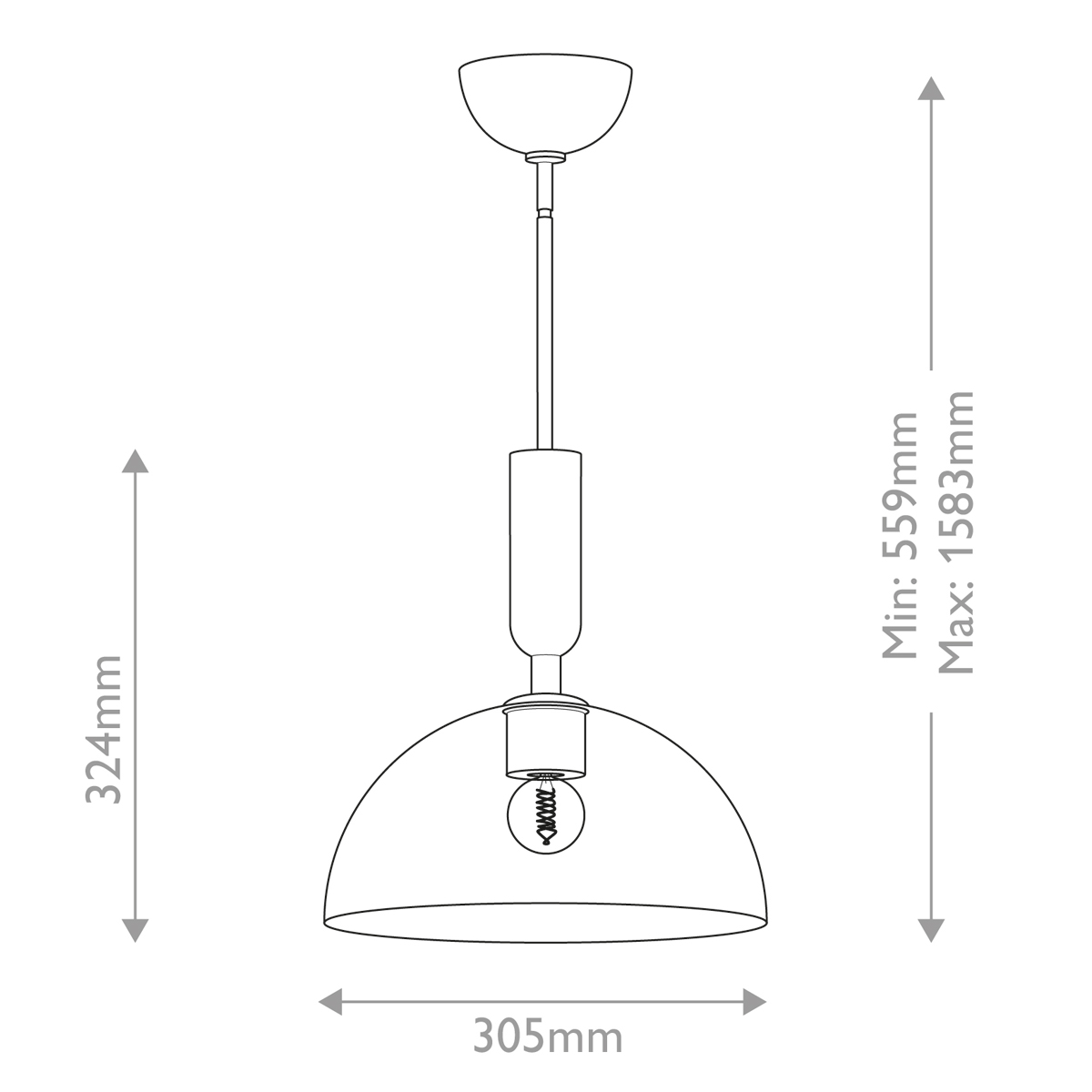 Подвесной светильник с прозрачным полусферическим стеклянным плафоном Alora Mood  в Красноярске