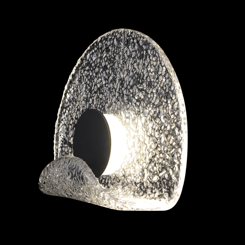Бра из текстурированного прозрачного стекла с изогнутым краем Textured Glass Черный Прозрачное Стекло Бра из текстурированного прозрачного стекла с изогнутым краем Textured Glass Черный Прозрачное Стекло в Красноярске | Loft Concept