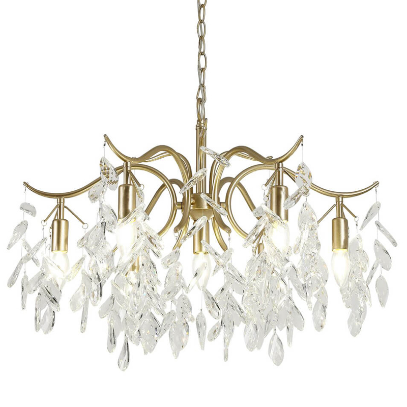 Люстра Hanging Crystal Leaves Chandelier 71 матовое золото Прозрачный (Transparent) Люстра Hanging Crystal Leaves Chandelier 71 матовое золото Прозрачный (Transparent) в Красноярске | Loft Concept