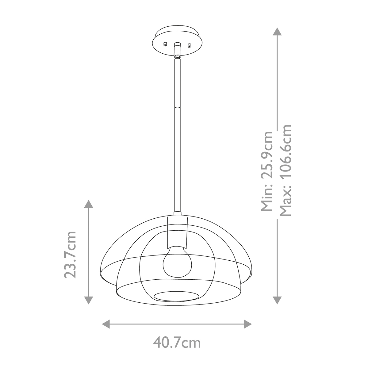 Подвесной светильник с прозрачным двойным стеклянным плафоном в форме купола и внутренней сферой Hinkley в Красноярске