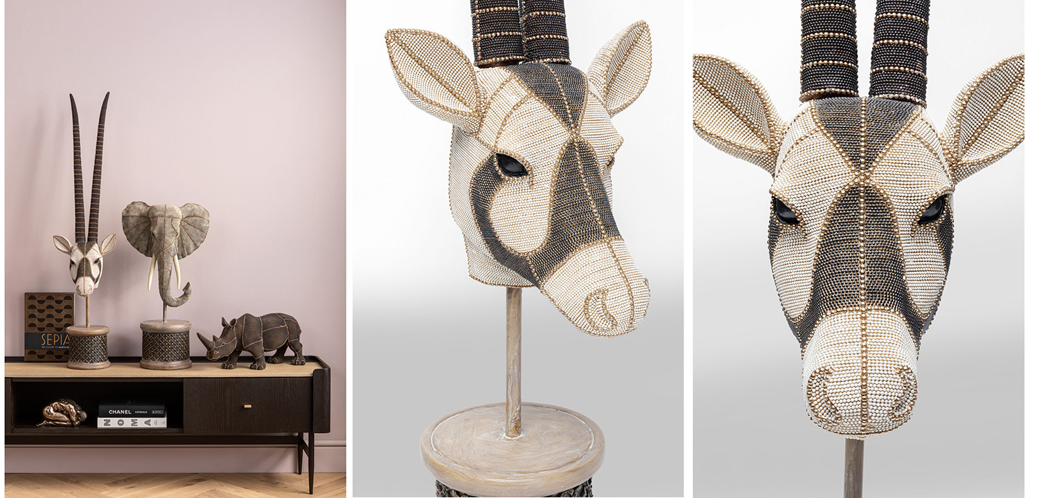 Декоративная голова антилопы на подставке - фото