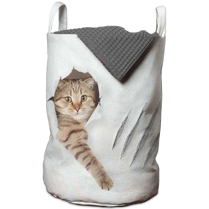 Корзина Hello Cat Basket Белый Бежево-серый Корзина Hello Cat Basket Белый Бежево-серый в Красноярске | Loft Concept