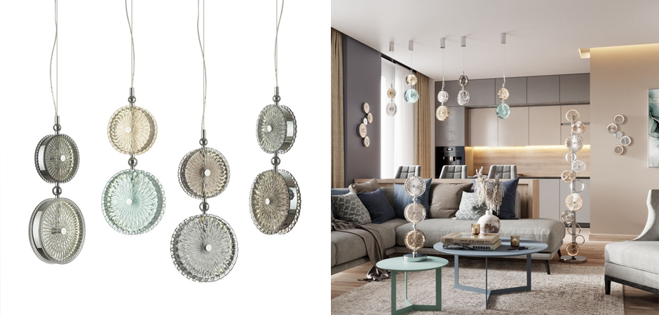 Подвесной светодиодный светильник Peony Grey  - фото №1