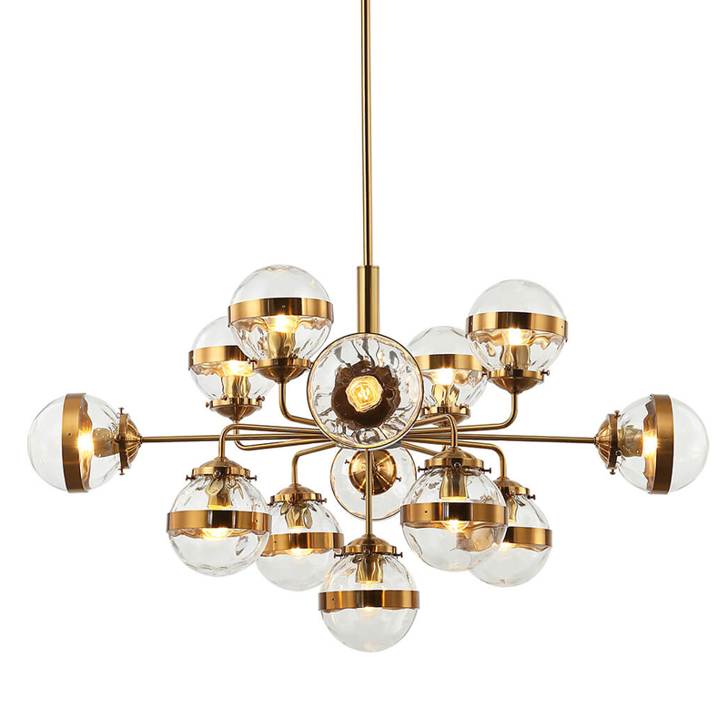 Люстра Greyson Chandelier 13 lamp Глянцевое золото Прозрачный в Красноярске | Loft Concept 