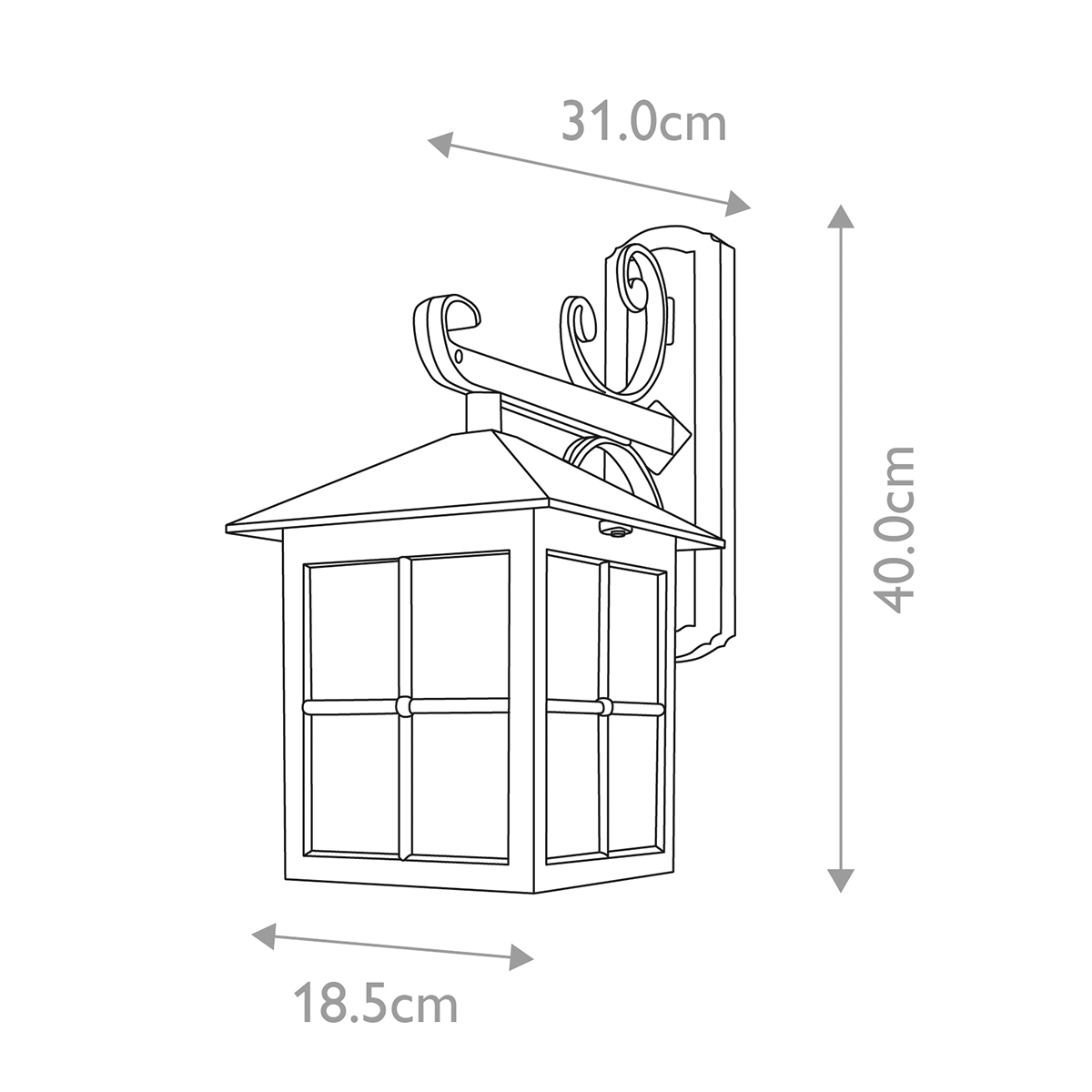 Настенный фонарь черного цвета в форме фонаря с решетчатым плафоном и фактурным стеклом Elstead Lighting в Красноярске