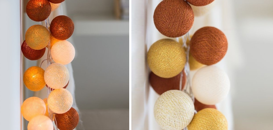 Гирлянда хлопковые фонарики Сotton Ball Gold-Copper - Loft-Concept в Красноярске