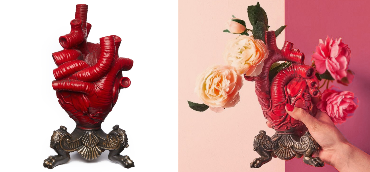 Ваза Красное Сердце на подставке - фото