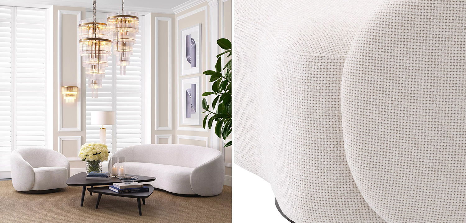 Кресло Eichholtz Swivel Chair Amore Молочный Черный - фото