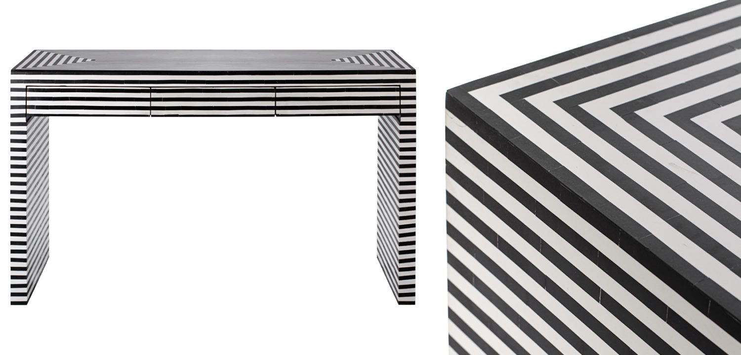 Стол Black&white Indian Bone Inlay table - фото