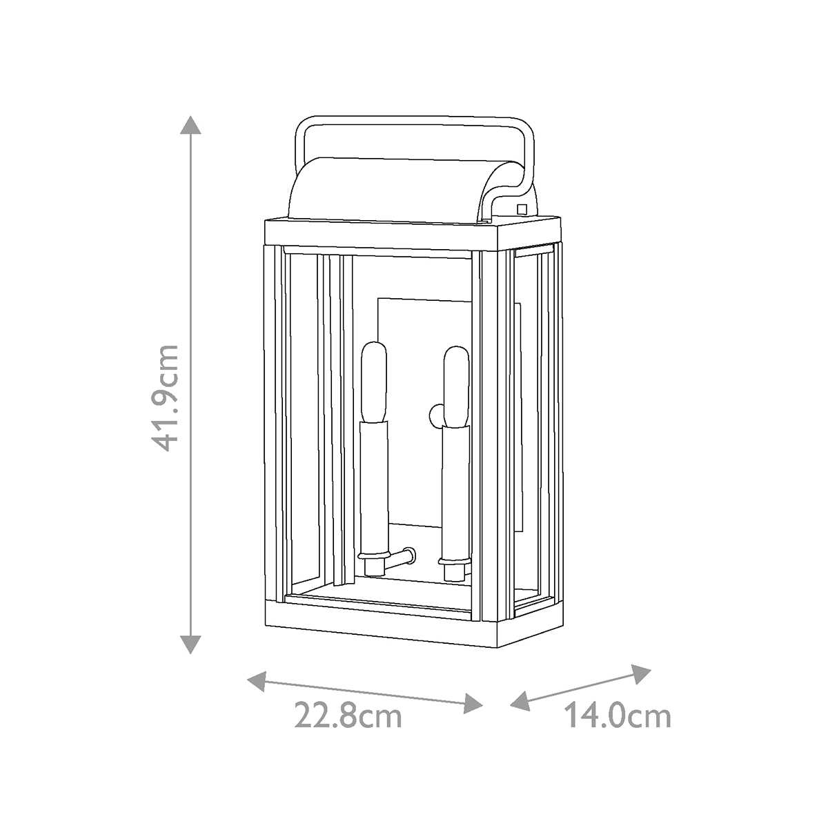 Настенный фонарь прямоугольной формы цвета состаренная латунь с двумя лампами Hinkley в Красноярске