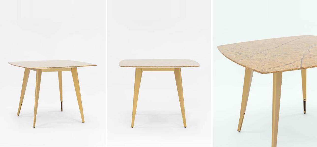 Стол обеденный De Villiers столешница бежевый мрамор - фото