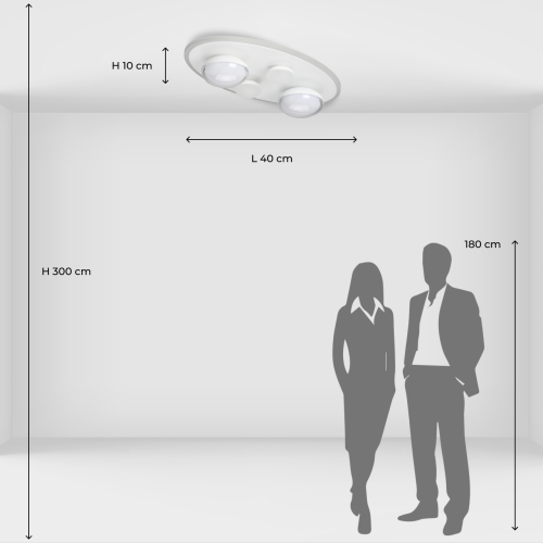 Потолочный светильник овальной формы белого цвета с 4-мя лампами Lunar Pebbles в Красноярске