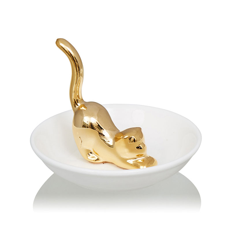 Блюдо Decorative Dish Cat Белый Глянцевое золото Блюдо Decorative Dish Cat Белый Глянцевое золото в Красноярске | Loft Concept