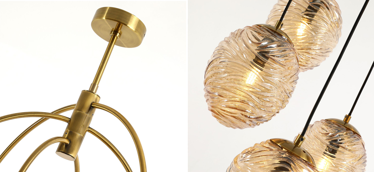 Люстра с плафонами янтарного цвета Perforated Glass 6 Ламп - фото №1