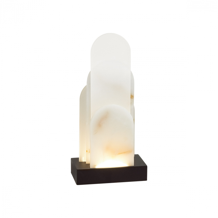 Настольная лампа с белыми вертикальными элементами Alabaster Totem Латунь сатинированная Прозрачное Стекло Бежевый Настольная лампа с белыми вертикальными элементами Alabaster Totem Латунь сатинированная Прозрачное Стекло Бежевый в Красноярске | Loft Concept