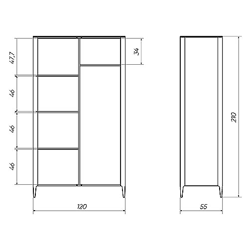 Шкаф двухстворчатый светло-серый Type в Красноярске
