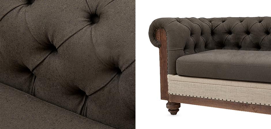 Диван Deconstructed Chesterfield Sofa triple Linen Brown - Loft-Concept в Красноярске