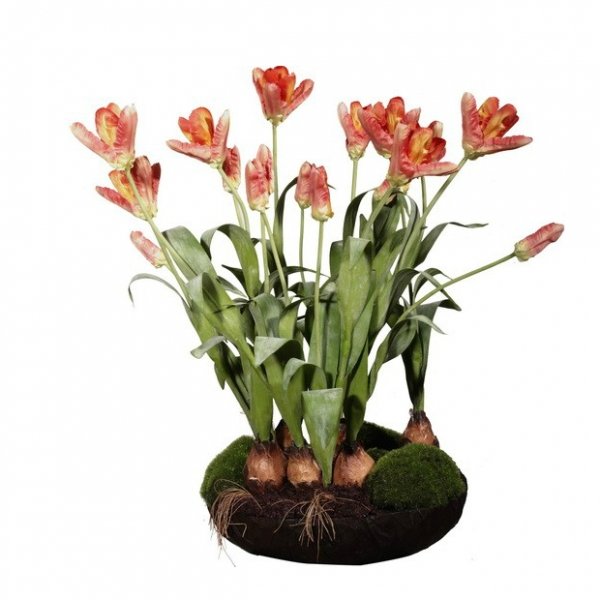 Декоративный искусственный цветок Orange Tulips Зеленый Оранжевый Декоративный искусственный цветок Orange Tulips Зеленый Оранжевый в Красноярске | Loft Concept
