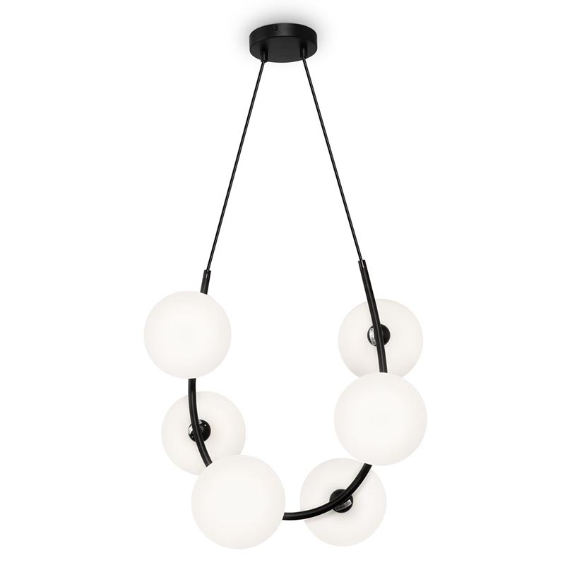Люстра Marcan 6 Ball Chandelier Black Черный Белый Люстра Marcan 6 Ball Chandelier Black Черный Белый в Красноярске | Loft Concept