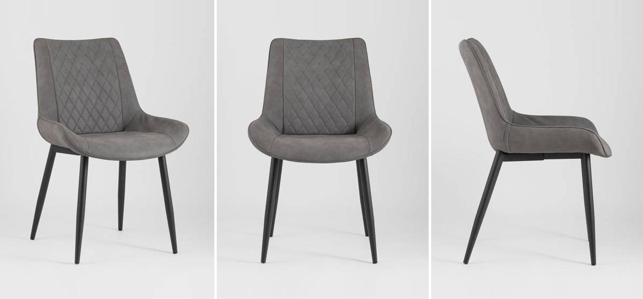 Стул RHOMBUSES L Винтажная Серая Экокожа - фото