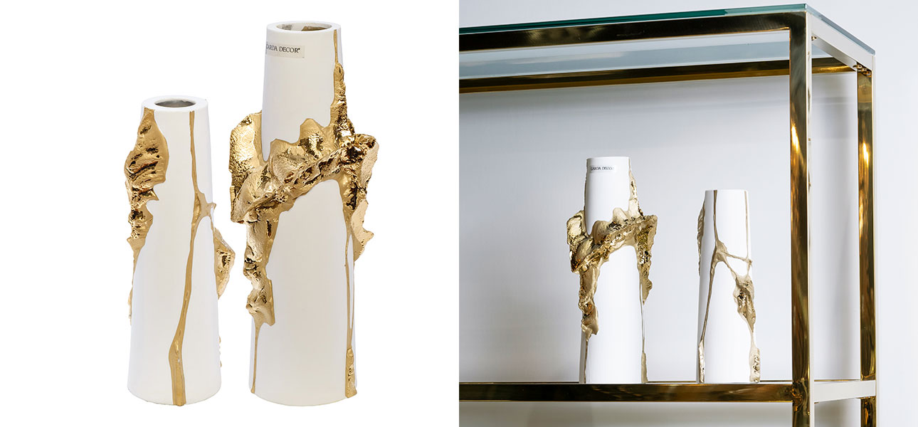 Ваза Rhea white with gold 24 - фото