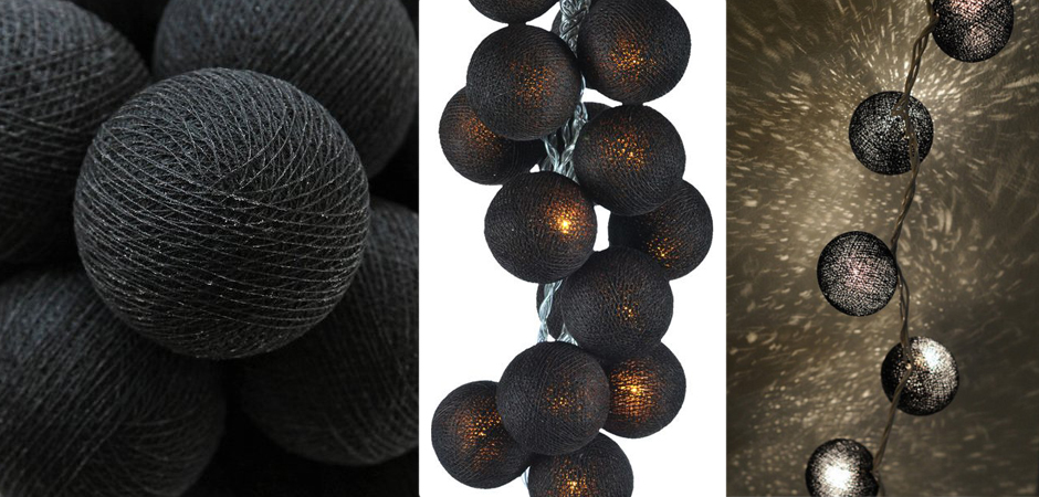 Гирлянда хлопковые фонарики Сotton Ball Ice Black - Loft-Concept в Красноярске