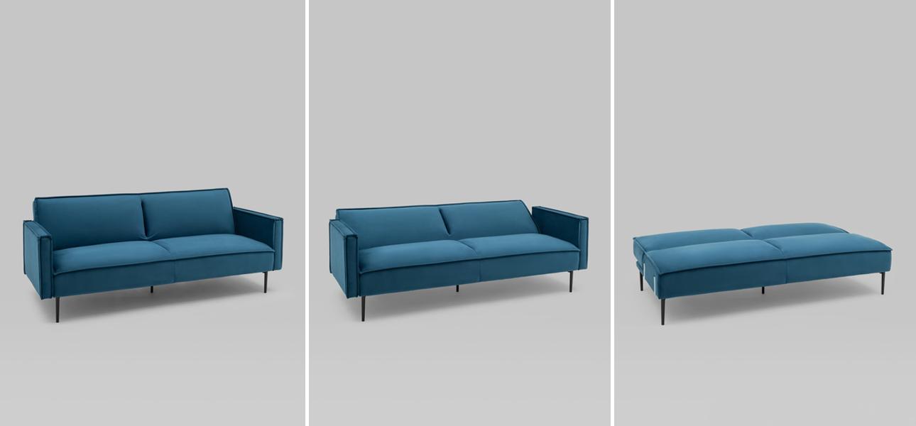 Диван Eleri синий велюр - фото №1