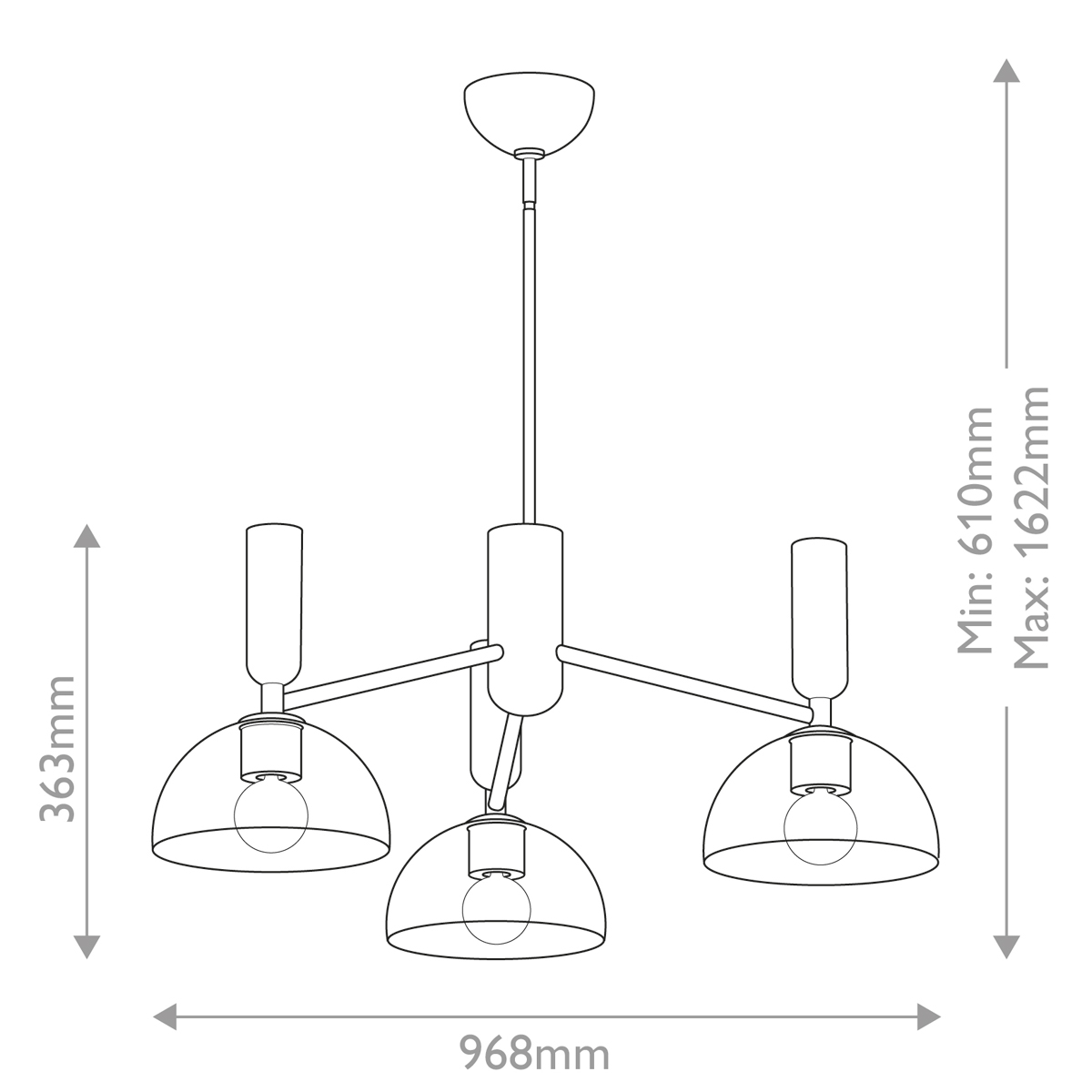 Люстра с 3-мя прозрачными полусферическими плафонами из стекла Alora Mood в Красноярске