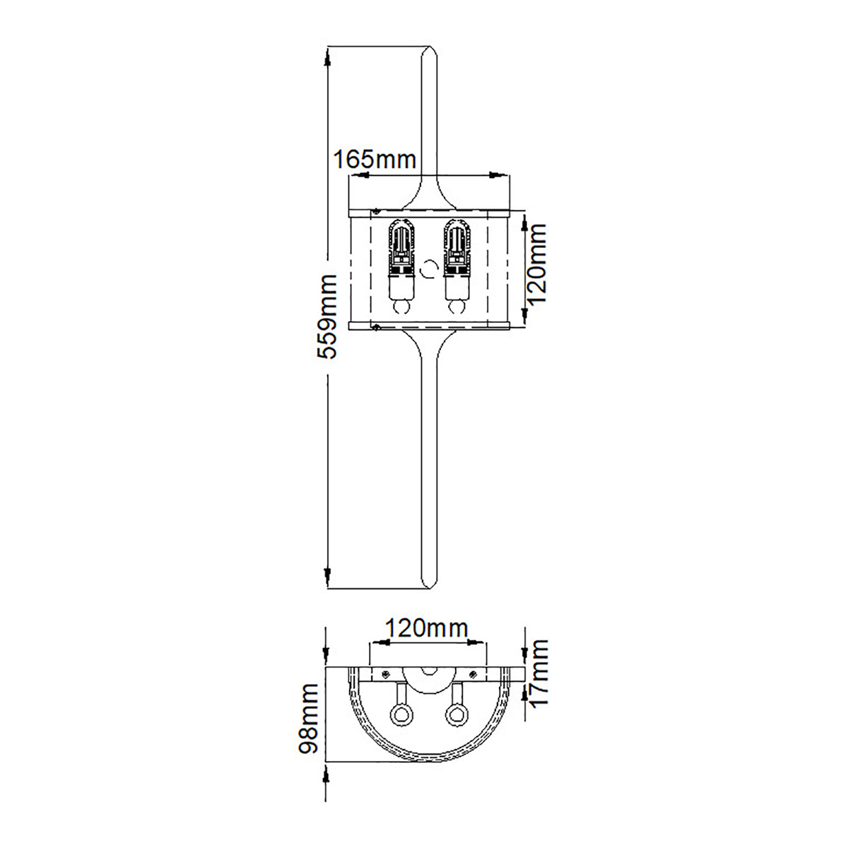 Бра вертикальное с белым полукруглым плафоном и длинным стержнем S Kichler в Красноярске
