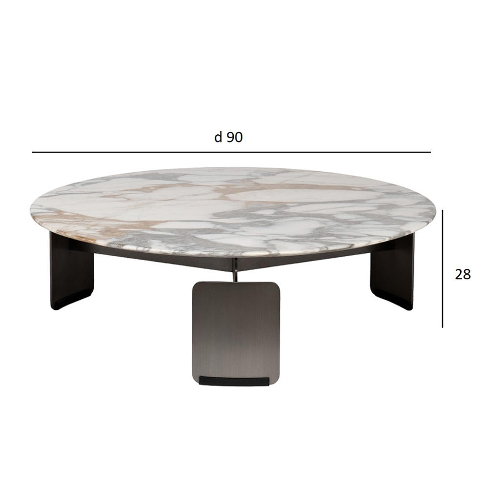 Столик журнальный с круглой мраморной столешницей на трех опорах Marble Stone Drawing в Красноярске