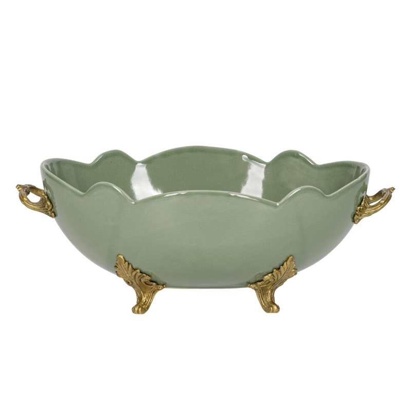 Чаша зеленого цвета из фарфора с волнообразным краем Eden Garden porcelain and bronze Зеленый Бронза Чаша зеленого цвета из фарфора с волнообразным краем Eden Garden porcelain and bronze Зеленый Бронза в Красноярске | Loft Concept