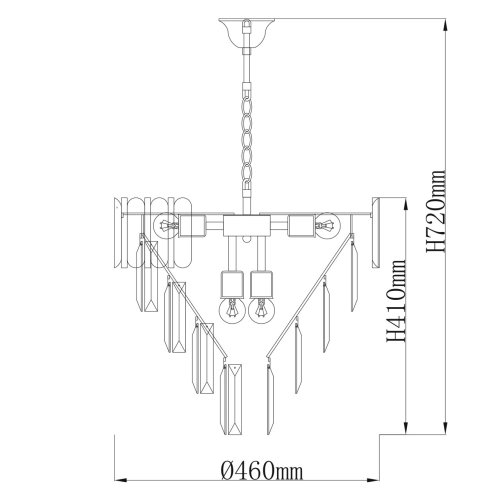 Люстра из черного металла с многоярусными подвесками из прозрачного хрусталя на золотой цепи Empire Black Chandelier Crystal в Красноярске