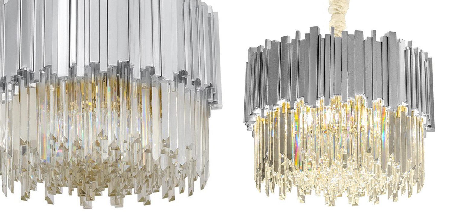 Круглая люстра Luxxu Modern Cascade Chandelier Silver Metal Glass 40 - фото
