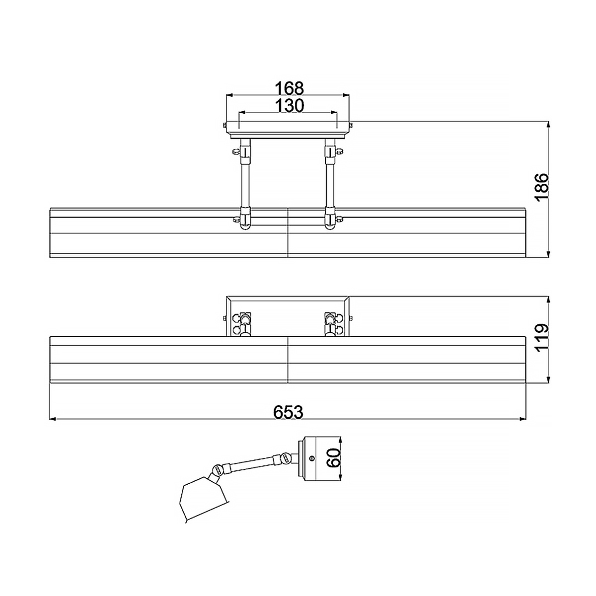 Светильник для картин с призматическим плафоном и двойными регулируемыми шарнирами Elstead Lighting в Красноярске