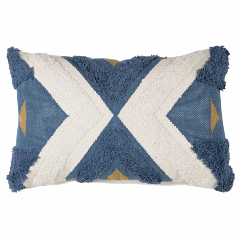 Подушка Blue Ikat Синий Белый Золотой Подушка Blue Ikat Синий Белый Золотой в Красноярске | Loft Concept