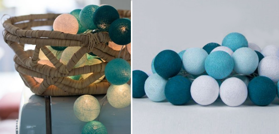 Гирлянда хлопковые фонарики Сotton Ball Aqua - Loft-Concept в Красноярске