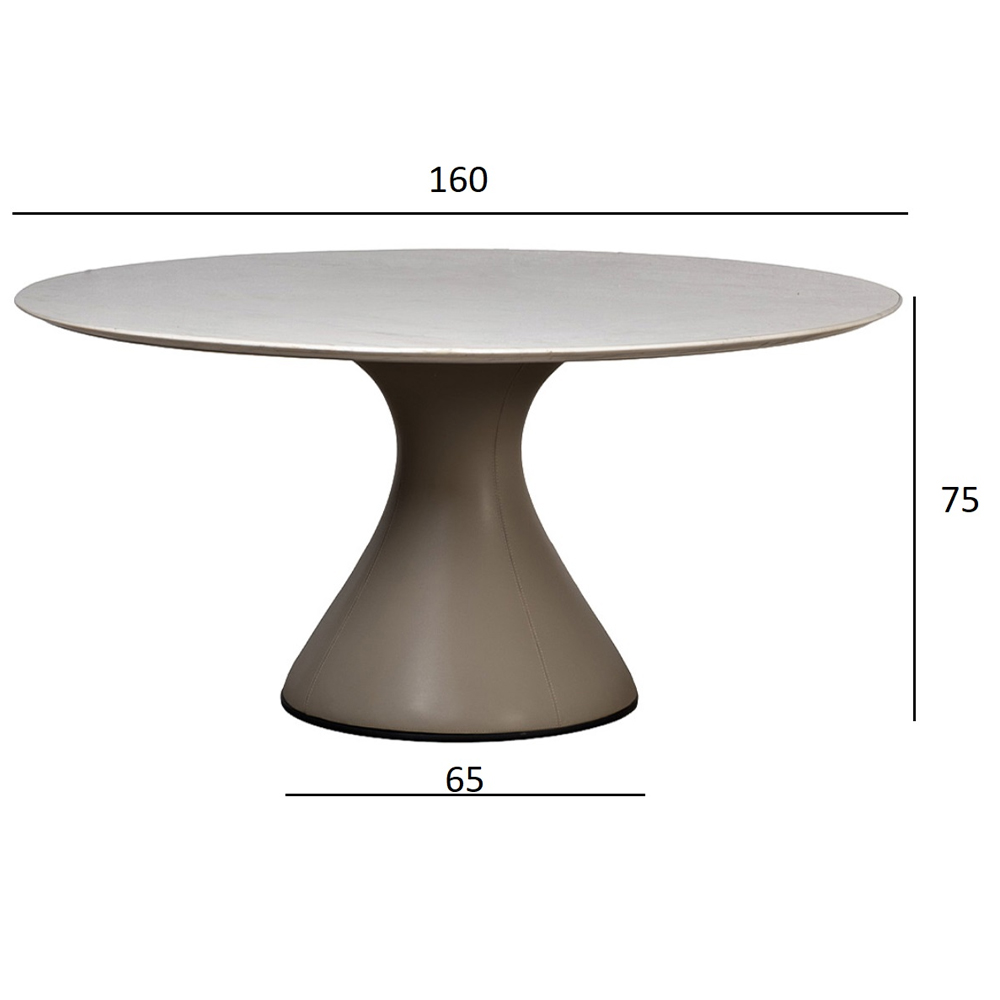 Стол обеденный круглый мраморный на бежевом основании Valedmir в Красноярске