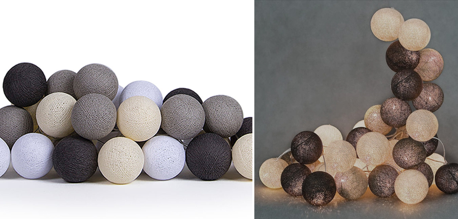 Гирлянда хлопковые фонарики Сotton Ball Taupe - Loft-Concept в Красноярске