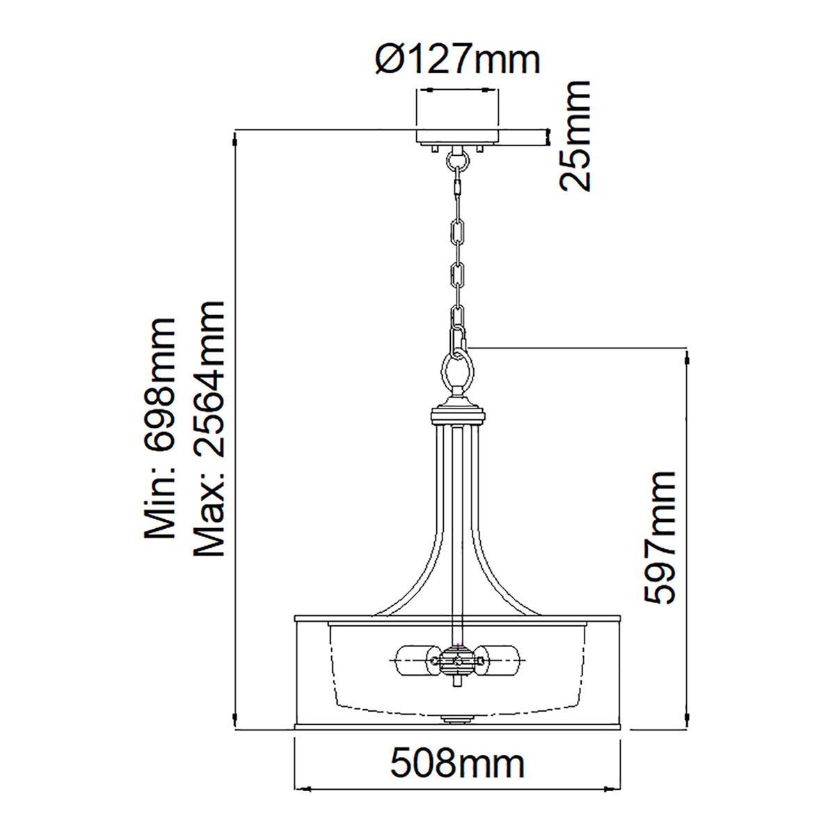 Люстра подвесная с двойным круглым плафоном из органзы и матового стекла Kichler в Красноярске