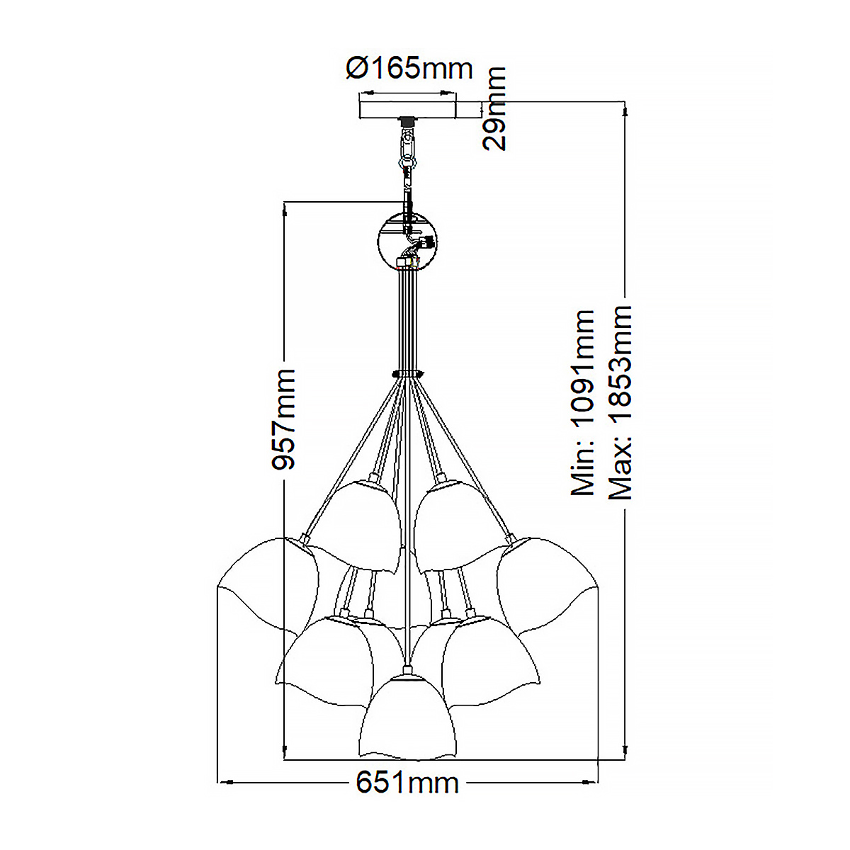 Люстра с 15-ю белыми  плафонами с золотой внутренней поверхностью Hinkley в Красноярске